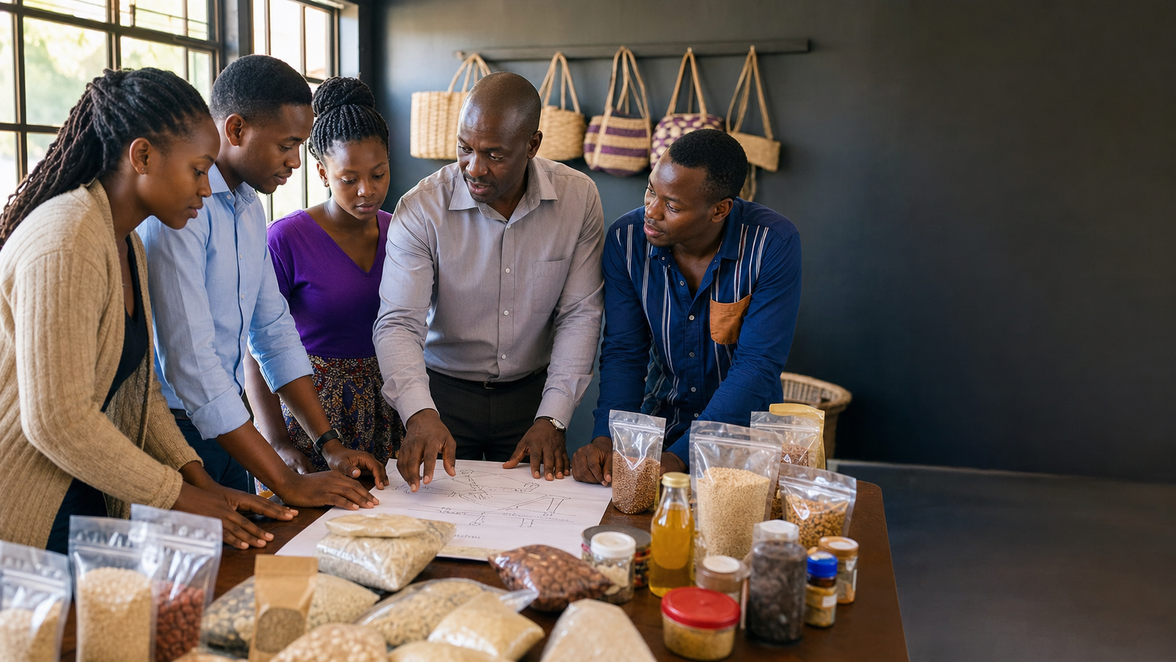 Entrepreneurs developing products through the PEWOSA business incubation programme